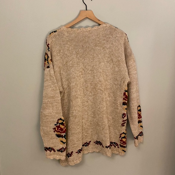 Vintage 80s Floral Hand Embroidered Sweater - Picture 7 of 7